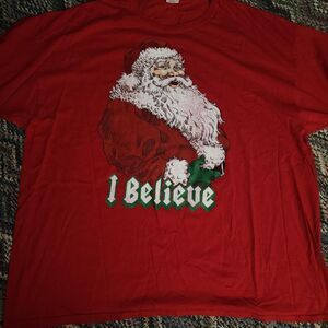 Red Santa Claus "I Believe" T-Shirt